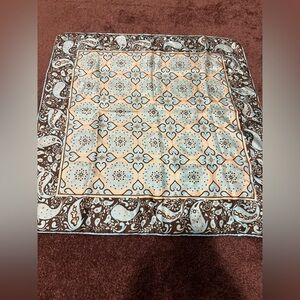 Tres-elle Silk Scarf Made In Japan Brown And Turquoise Coy Fish Women’s Vintage